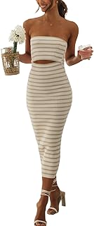 Passec Women Strapless Knit Tube Midi Dress