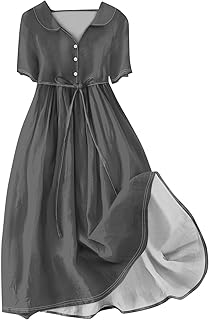 2024 Trendy Short Sleeve Lapel Button V Neck Straps Dress