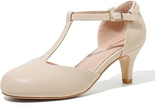 Fereshte Women's Retro Mary Jane Kitten Heel Dress Pumps